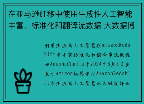 在亚马逊红移中使用生成性人工智能丰富、标准化和翻译流数据 大数据博客 在亚马逊红移中使用生成性人工智能丰富、标准化和翻译流数据 大数据博客